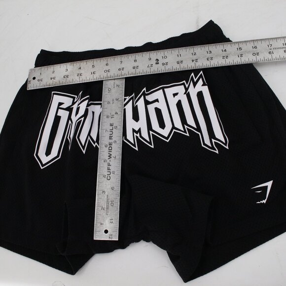 Gymshark Shorts Mens Medium Wordmark Mesh 4" Drawcord Waist black gym workout - Picture 6 of 13